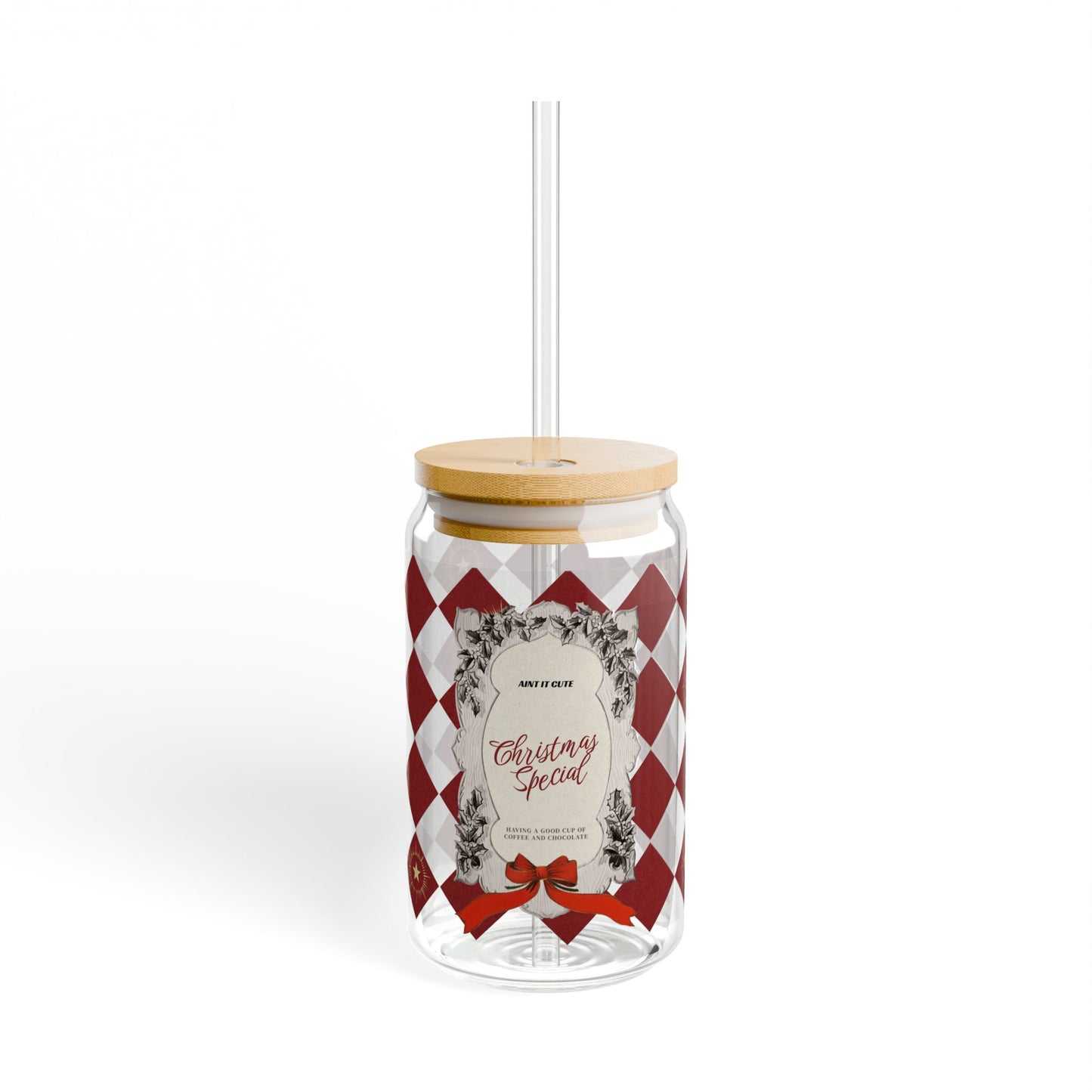 The Holly & Ivy Wreath Sipper Glass (Gift)