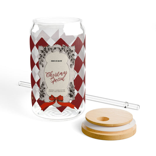 The Holly & Ivy Wreath Sipper Glass