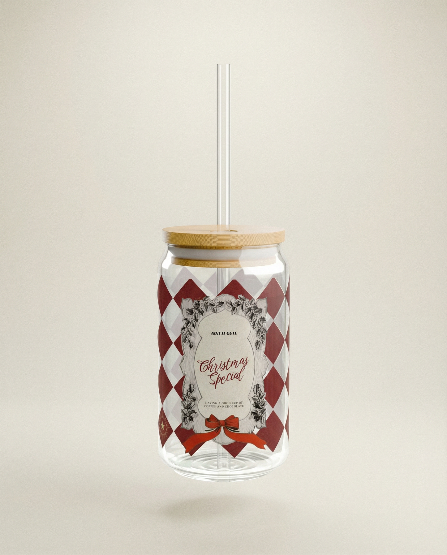 The Holly & Ivy Wreath Sipper Glass
